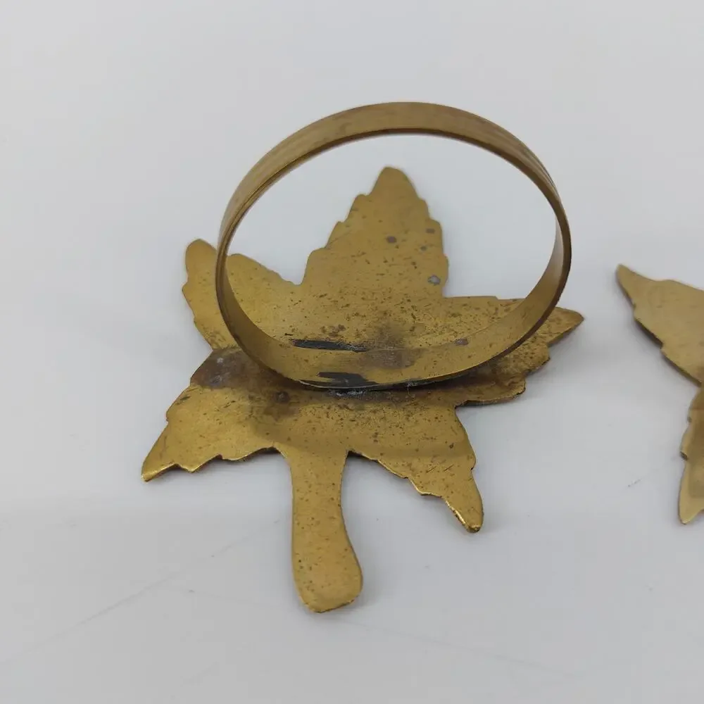 Thanksgiving Fall Leaves Napkin Rings Dining Gold Tone Lot 3 - Picture 6 of 12